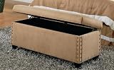 Coaster Classic Storage Bench with Nailhead Trim Design, Tan Microfiber