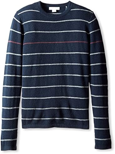 Christopher Fischer Men's Stripe Crew Neck Cashmere Sweater, Navy, M