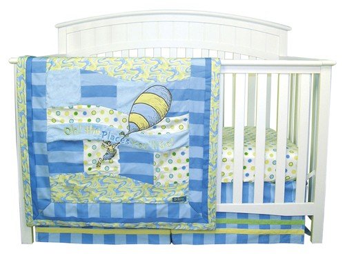 Trend Lab Dr. Seuss Oh, The Places You'll Go 3 Piece Crib Bedding Set, Blue