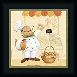 Chef's Market I by Daphne Brissonnet Whimsical Kitchen Art Print Framed