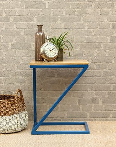 Diwali Gifts Stylish Z-Shaped Wooden Side End Table Stool 16 x 20" Sofa Bedside Table Decorative Display Stand Student Desk Home Living Room Furniture Decor