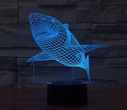 CCrystal Star Wars 3D Colorful lamp ,Acrylic Stereoscopic Visual Light, LED Lamp Atmosphere Colorful Gradients, LED Touch Switch Desk Table Lamp,USB Night Light (Sharks)