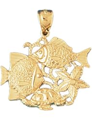 Dazzlers Solid 14 karats Gold Angelfish Goldfish Charm Pendant available in three colors from jewelsberry (weights: 4.1 grams only)