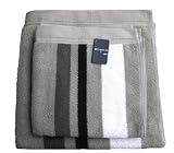 Produkt-Bild: Jaquard - Frottier - Handtuch Serie: "Stripes" von JMA / Material: 100% Baumwolle - 500g/qm / Farbe: 080 hellgrau - dunkelgrau / Gr&ouml;&szlig;e: 50 x 100 cm