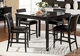 5pc Counter Height Table and Parson Stools Set in Black Finish