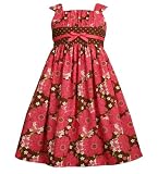 Bonnie Jean - Iris & Ivy Little Girls 4-6X BROWN RASPBERRY_RED FLORAL PRINT EMPIRE WAIST Special Occasion Wedding Flower Girl Easter Birthday Party Dress