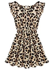 Above the Knee Short Sleeves Linen Leopard Print Mini Dress 
