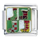 51ERRQREXVL. SL160  Four Christmas Stockings Italian Charms Bracelet Link