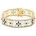Yellow Gold Plated Sterling Silver Sapphire and Diamond Accent Flower Bracelet, 7.5"