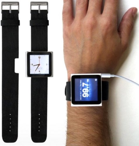 Navitech Schwarz i-Watch Uhrenarmband für das neue Apple iPod Nano 6G 8/16 GB (Sept. 2010 Ausgabe)