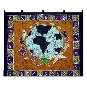 Batik wall hanging, 'Teamwork' by NOVICA