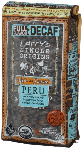 Larry's Beans Fair Trade Organic Coffee, Decaf Peru, Whole Bean, 12-Ounce Bags (Pack of 3)