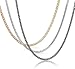 Areke Chain Mens Necklaces - Stainless Steel Necklace For Women Gold Black Silver Set Of 3 Pcs 3.5mm