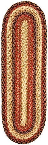 Homespice Decor Russet Jute Braided Table Runner Size 11" x 36" Russet Table Runners (Oval) With Chanasya Polish Cloth Bundle