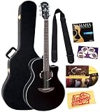 Yamaha APX500 Black Acoustic-Electric Guitar Bundle with Yamaha Hard Case, DVD, Picks, Strap, Strings, Pick Card, and Polishing Cloth
