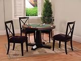 5pc Poker Game Table Set with Game Pieces in Distressed Black Finish