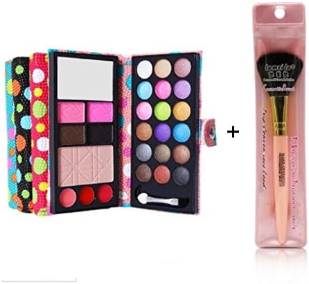 Moonkini 26 Colors Natural Makeup Naked Basic Cosmetics Glitter Eye Shadow Palette Eyeshadow+1 Piece Multi-purpose Blush Powder Foundation Makeup Brush B0474 (blue)