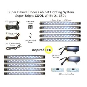 Super Bright LED under cabinet lighting - set of 10 panels, 2 power supplies, 2 switches! COOL... by