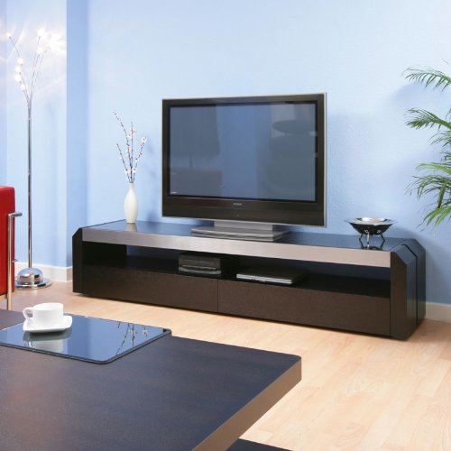 Buy TV/Television Cabinet/Cabinets/Entertainment Unit Black Glass Top 701F Promo Offer