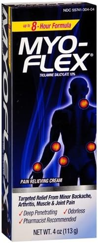 Myoflex Pain Relieving Cream, Trolamine Salicylate 10% 4 oz (113 g) Pack of 3