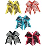 CN Girls Sequin Cheer Bow for Cheerleader Hair Bow with Ponytail Holder