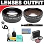 2x Digital Telephoto Professional Series Lens + 0.5x Digital Wide Angle Macro Professional Series Lens + 3 Piece Filter Kit + 6-Piece Deluxe Cleaning Kit + Lenspen + Lens Cap Keeper + DB ROTH Micro Fiber ClothFor The JVC GR-AX760U, AXM17U, AXM18US, AXM230U VHS Camcorders