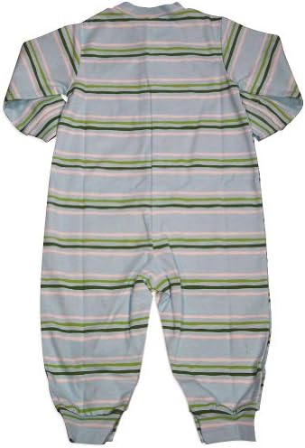 New Potatoes - Baby Boys Long Sleeve Striped Coverall, Light Blue, Green 30957-18Months