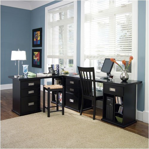 Riverside Furniture Basics Office Series Basics L - Shaped Office Set in Equinox Black