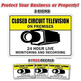 VIDEO SURVEILLANCE CCTV ~1 Sign & 3 Free Decals~ camera