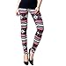 Ensasa Womens Autumn Winter Snowflake Graphic Printed Stretchy Leggings Pants, Black Red Flake Large