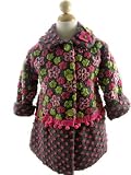 Corky And Company Girls Winter Coat Charcoal Tiny Flower Sweet Pea