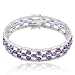 Platinum Overlay Sterling Silver Amethyst and Diamond Accent Bracelet, 7.25"