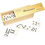 【DOMINO W6 in The Wooden Box】木箱入プラスチック製ドミノ　W6　白黒