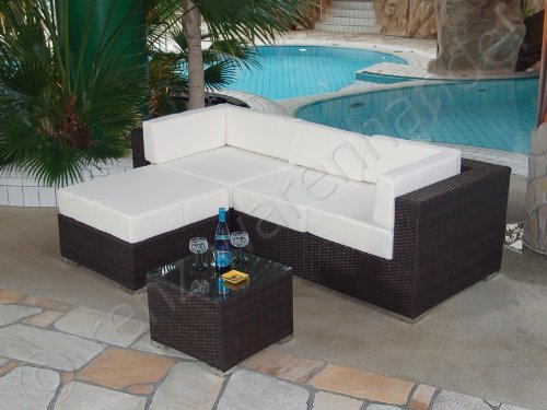 Gartenmöbel / Lounge Set Polyrattan braun meliert - Modena 11 Gartenmöbel / Lounge Set Polyrattan braun meliert - Modena 11