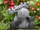 Tierfigur Steinfigur Elch schiefergrau