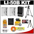 (2) CTA LI-50B Rechargeable Li-ion Batteries + Mini Battery Charger + Tripod + Accessory Kit for Olympus SP-800, SZ-10, SZ-20, SZ-30MR, TG-610, TG-810, XZ-1, Stylus TOUGH 6020 & 8010 Digital Cameras