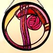 Charles Rennie Mackintosh Formal Rose Pink Round in Stained Glass