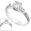 One of a Kind 1 1/10ctw Round & Baguette Diamond Engagement Ring (G-H/VS-SI) in 18kt White Gold