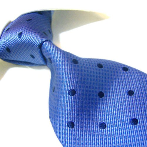 Towergem XL 100% Silk Blue Dots Woven Tie For men Necktie Extra Long