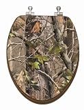 TOPSEAT 13DBMNICAM 3D Toilet Seat, Realtree ® Camouflage, Elongated, Nickel Metal Hinges, Bamboo