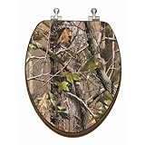 TOPSEAT 13DBMNICAM 3D Toilet Seat Realtree ® Camouflage Elongated Nickel Metal Hinges Bamboo