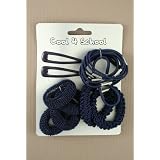 Girls Hairclips and Ponytails. A Card of Navy School Set.by Isla Products
