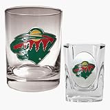 Minnesota Wild Rocks Glass and Shot Glass Set