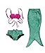 PGXT Girls 3 Pcs Princess Mermaid Tail Swimwear Swimsuit Bikini Set Green 1 XXL