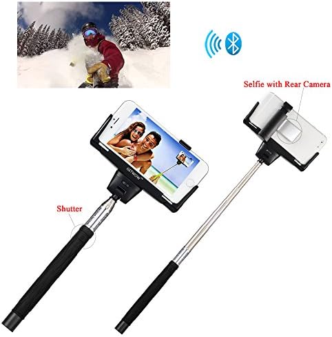 Getwow(TM) Extendable Self-portrait Bluetooth Selfie Stick Monopod Built-in Remote Camera Shutter with Mount Holder and Super Clear Rear-camera Self-timer, specially designed for Apple iPhone 6 Plus / 6 / 5s / 5c / 5 / 4s, Samsung Galaxy Alpha / S5 Active / S5 / S4 / S4 Active / S4 Mini / S3 / S3 Mini, Samsung Galaxy Note Edge / 4 / 3