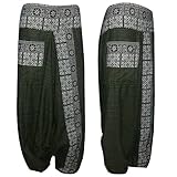 HIPPIE künstlerischen Gegend gypsy yoga Belly Dance Art Thai harem Stamm baggy Fisherman Hosen [Olive-Green]