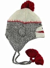 Cheap Product Winter DeLux Sock Monkey Face Wool Pilot Animal Cap/Hat with Ear Flaps and Poms