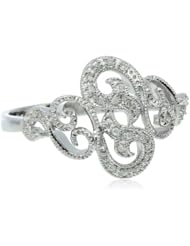 Sterling Silver Filigree Diamond Ring (0.07 Cttw, I-J Color, I2-I3 Clarity)