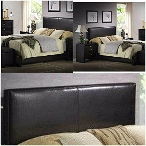 Contemporary Black Ireland Queen Faux Bed Leather Tufted Upholstered Headboard