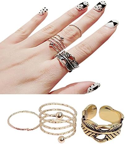 Pink Universe Fashion Leaf Twisted Spiral Stacking Rings of 3 in 1 set (golden)